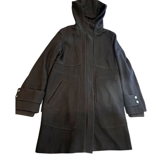 Kenneth Cole Black Wool Blend Hooded Zipper Winter Coat Jacket size 12 - Picture 4 of 10